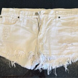 Denim & Supply Ralph Lauren White Jean Shorts Distressed Cut-Offs